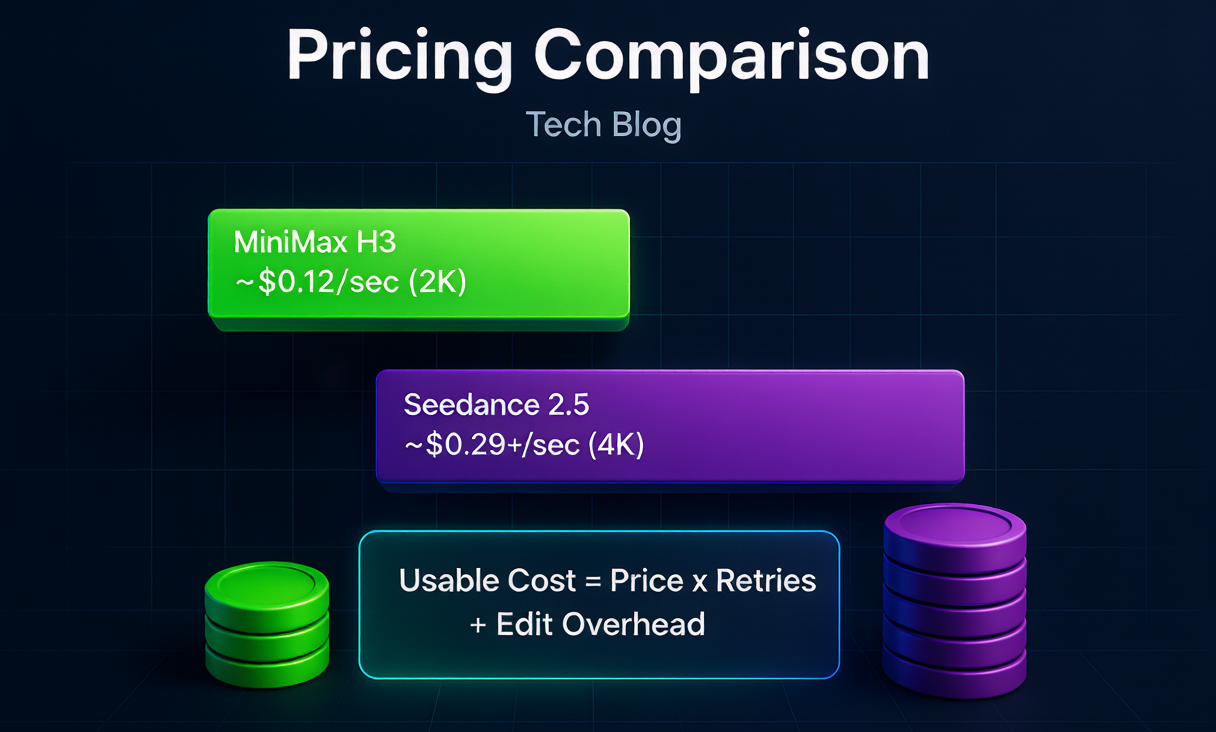 MiniMax H3 vs Seedance 2.5 pricing and production cost comparison